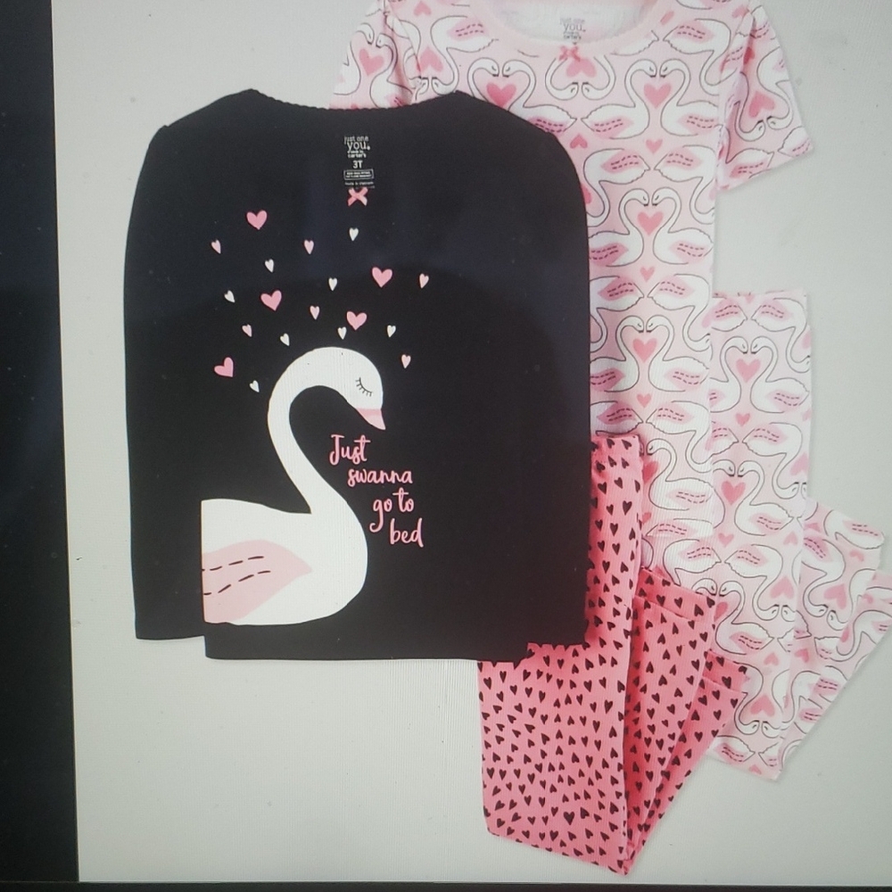 Carter's Black and Pink Heart Pajama Set
